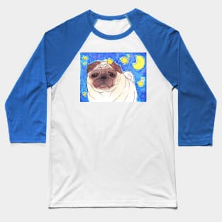 Wrinkly Pug Watercolor Baseball T-Shirt